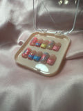 Pink Yellow and Blue Press on Nails